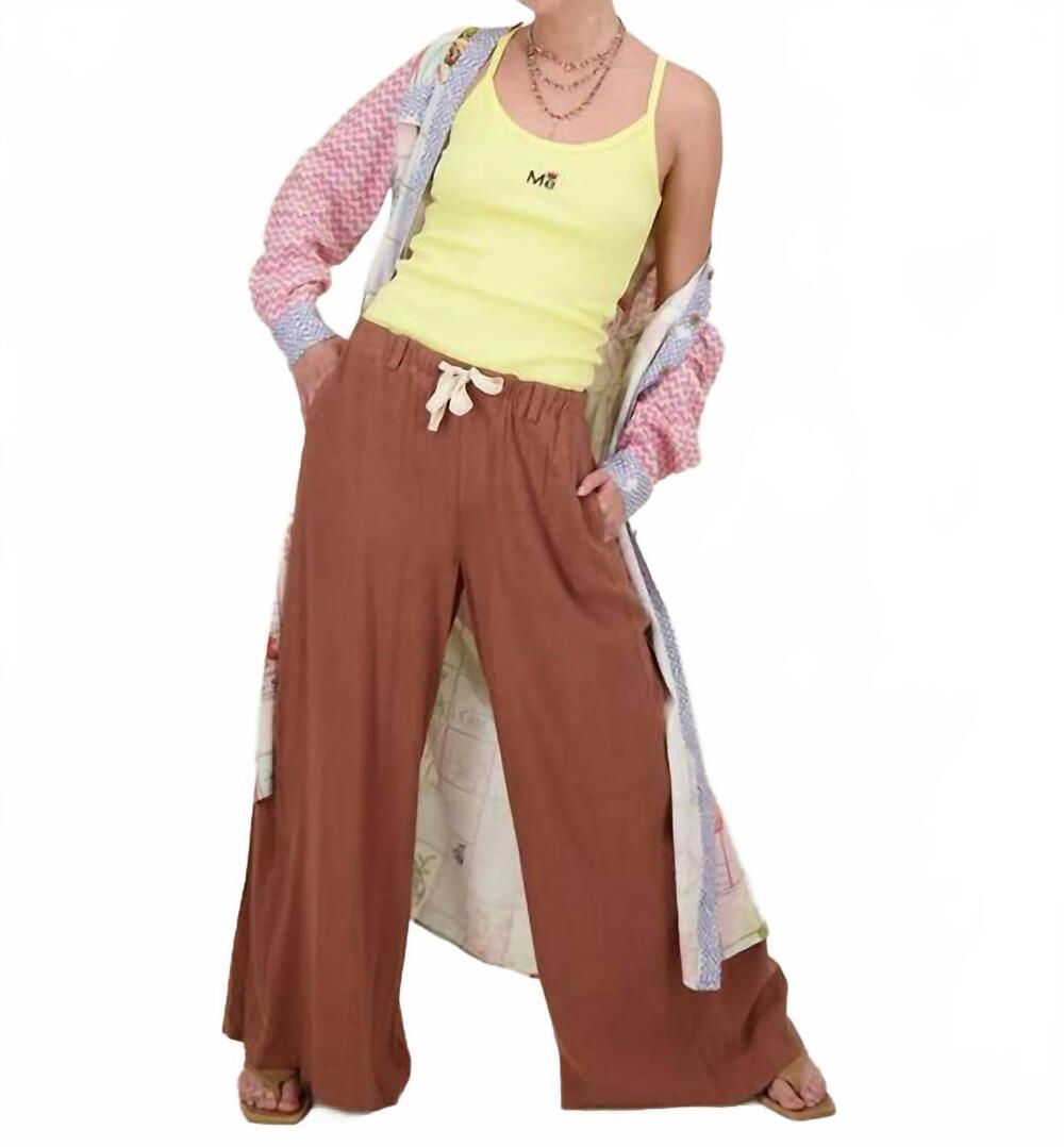 NEW ME369 ariel wide leg pant in brown